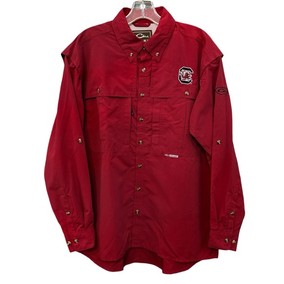 Drake Men’s Small South Carolina Gamecocks Garnet Long Sleeve Fishing Shirt - Picture 1 of 8